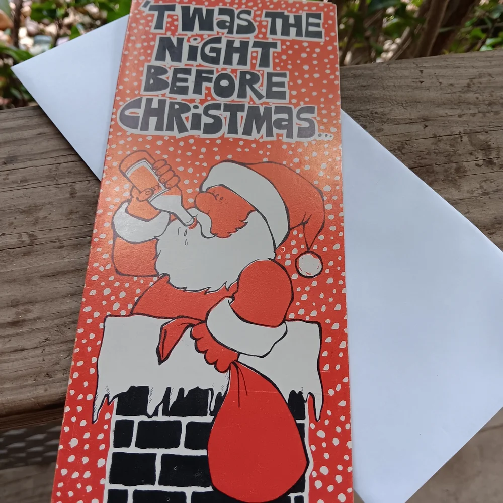 Vintage Naughty Risque Funny Merry Christmas Card & Envelope